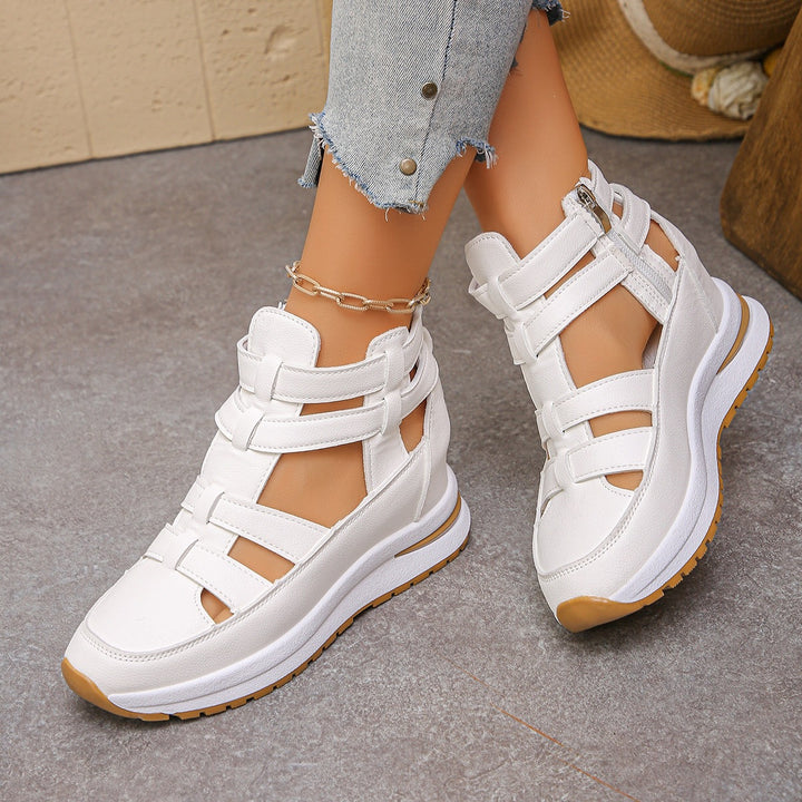 Damen Sportliche Plateau-Sandale mit geflochtenem Riemen und dämpfender Profilsohle Drune