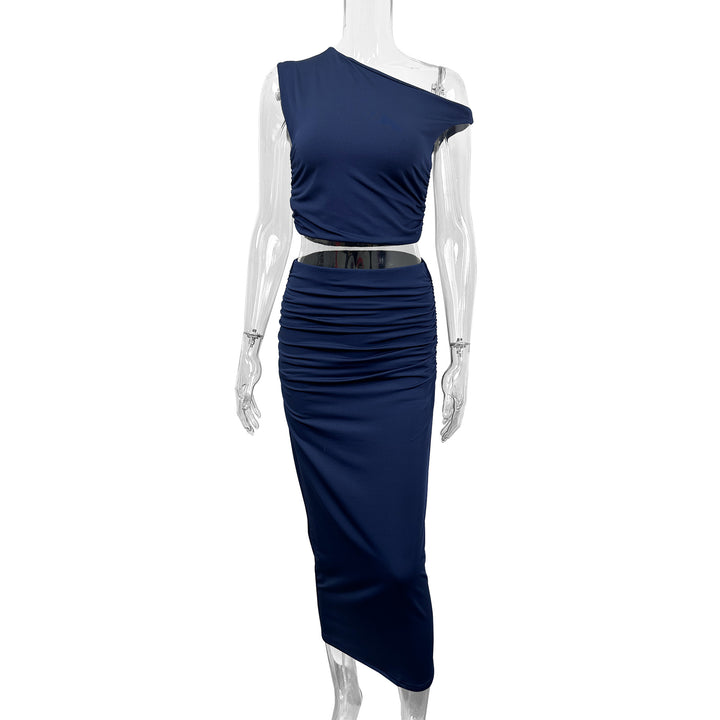 Damen Set aus schulterfreiem Top und Maxi-Rock in gerafftem Design Drune