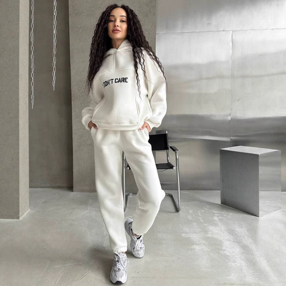 Damen Oversized Hoodie- und Jogginghose-Set aus French-Terry mit Statement-Print Drune