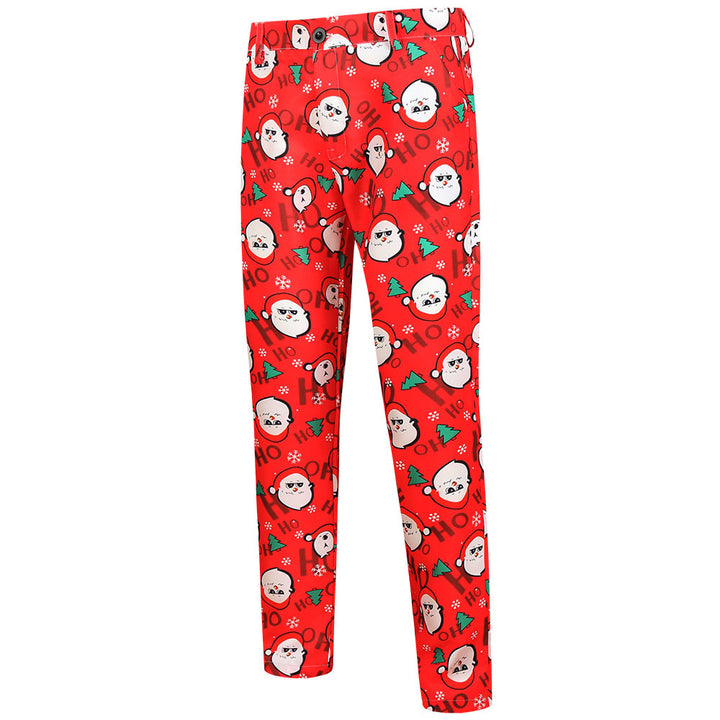 Herren Weihnachtsanzug-Set mit gemustertem Sakko, Weste und Hose Drune