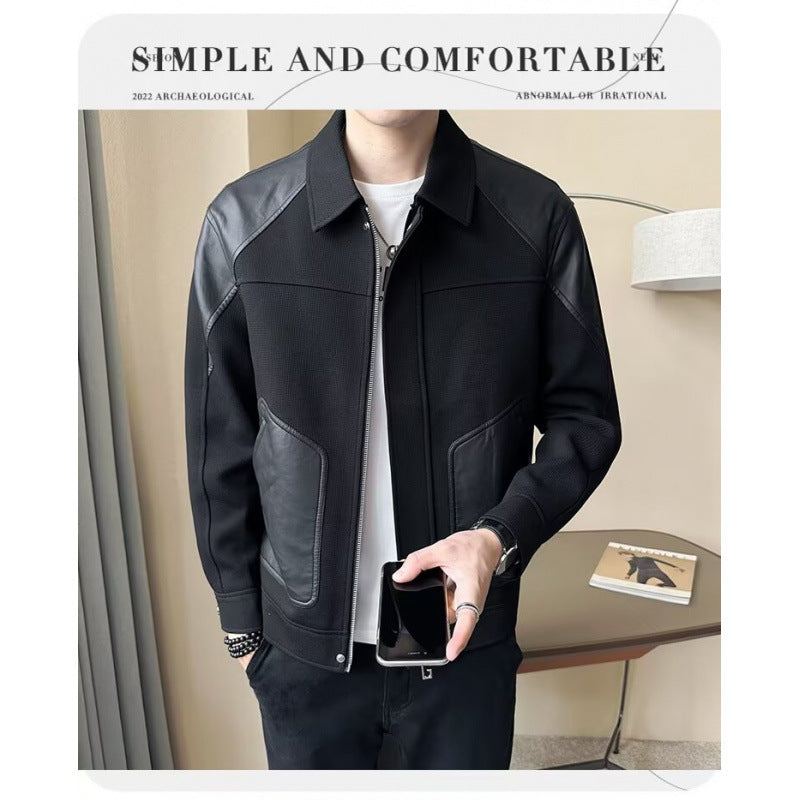 Herren Urbaner Steppjacke mit Lederdetails Drune