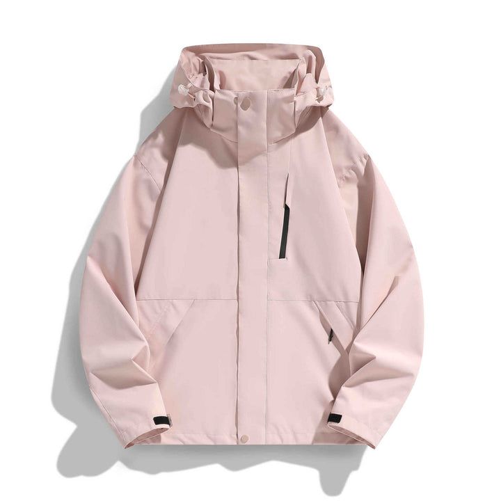 Damen Wasserabweisende Kapuzen‑Übergangsjacke mit verstellbarer Kapuze, verdeckter Frontblende und Multifunktionstaschen Drune