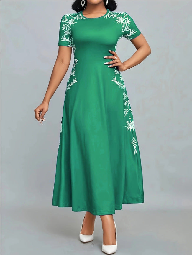 Damen Elegantes Maxikleid mit floralen Stickereien Drune
