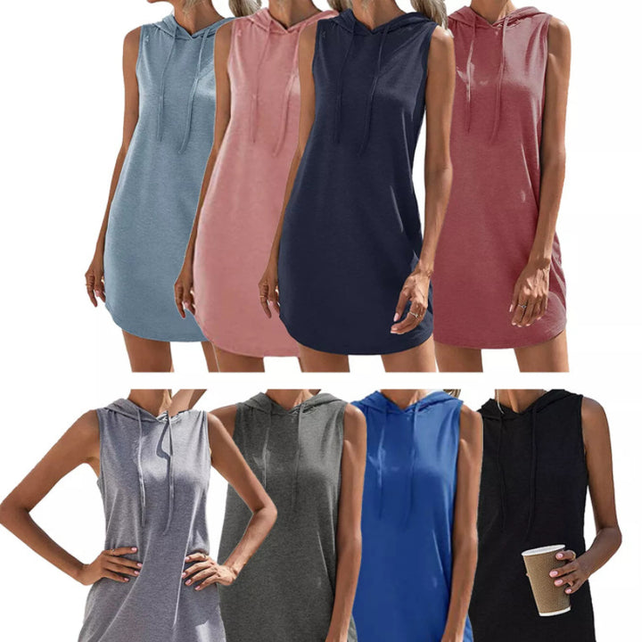 Damen Kapuzenkleid aus atmungsaktivem Jersey-Material Drune