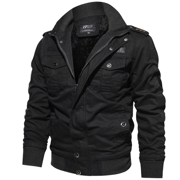 Herren nan militärisch inspiriertes Bomber-Fieldjacke mit Epauletten, verdecktem Reißverschluss und Klappbrusttaschen Drune