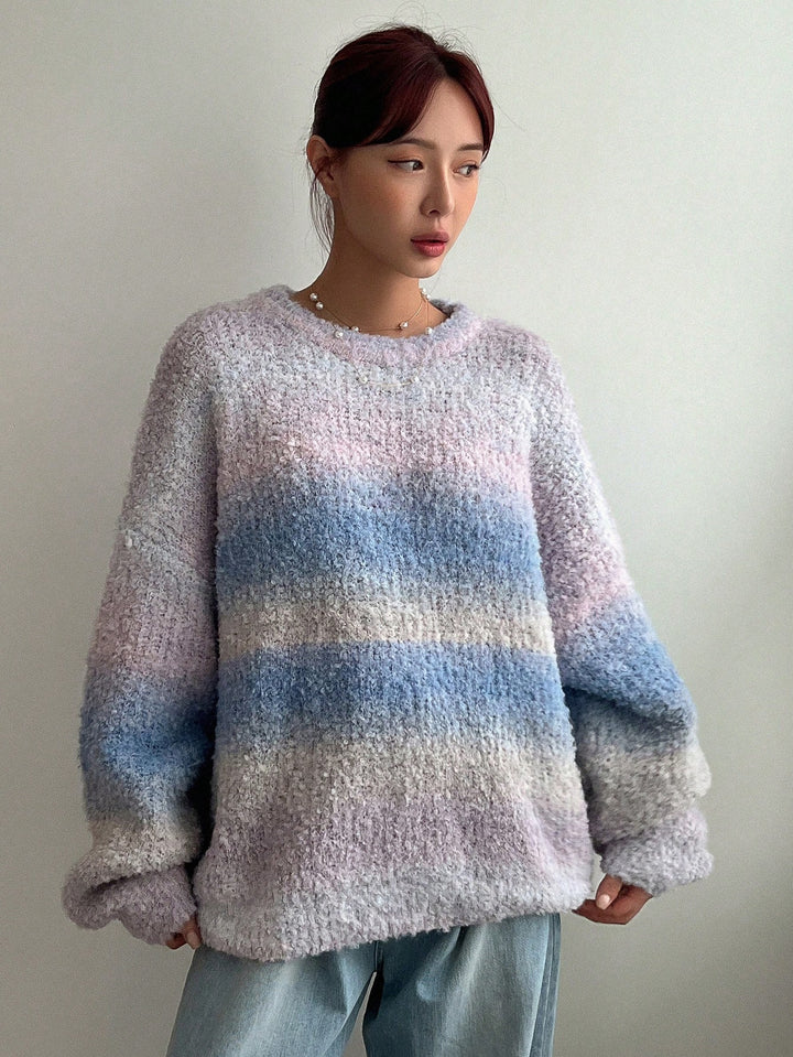 Damen lässiger Strickpullover mit einzigartiger Textur und weitem Schnitt Drune