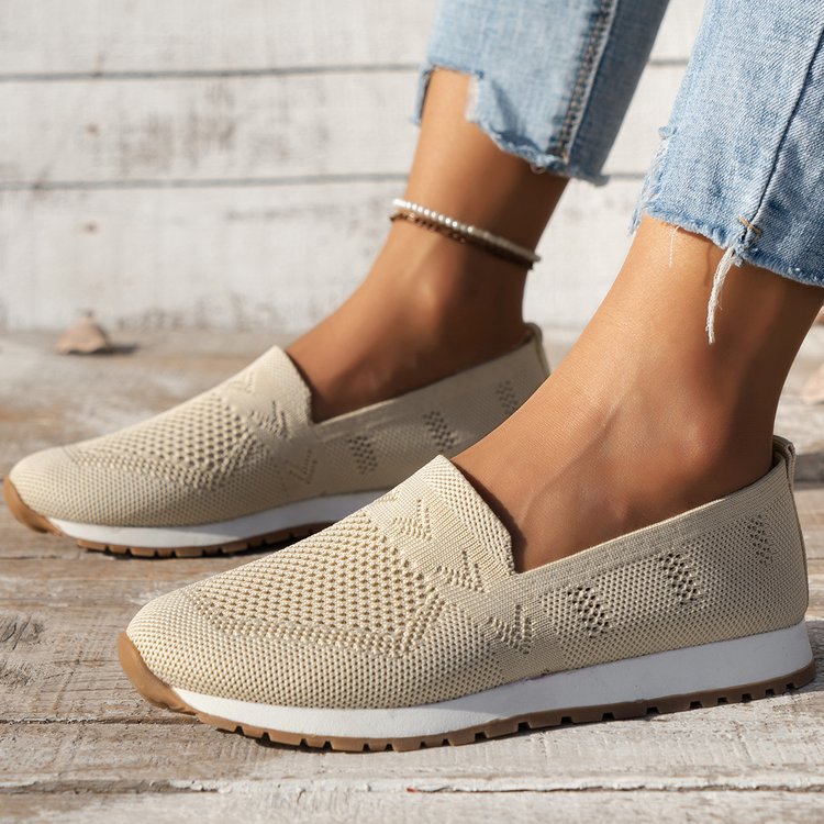 Damen Atmungsaktive Strick-Slipper mit Memory-Fußbett und rutschfester Laufsohle Drune