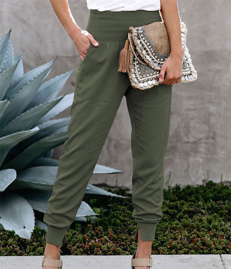 Damen bequem geschnittene Jogger-Hose mit seitlichen Taschen und Gummizug Drune