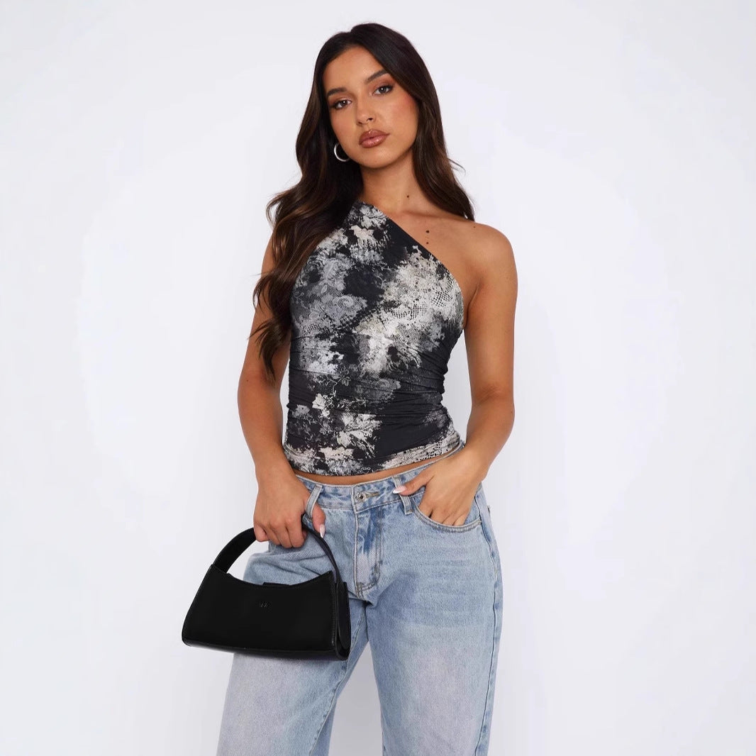 Damen figurbetontes Set mit asymmetrischem Oberteil und schmalem Rock Drune