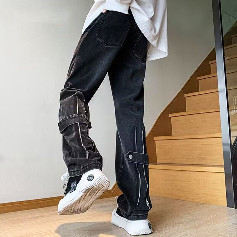 Herren Modische Cargo-Hose mit Reißverschlussdetails Drune