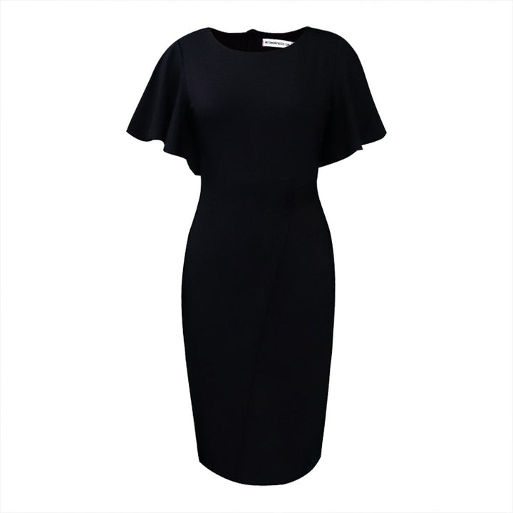Drune | Damen Figurbetont Wickelstil Midi Kleid mit Kurzen Ärmeln