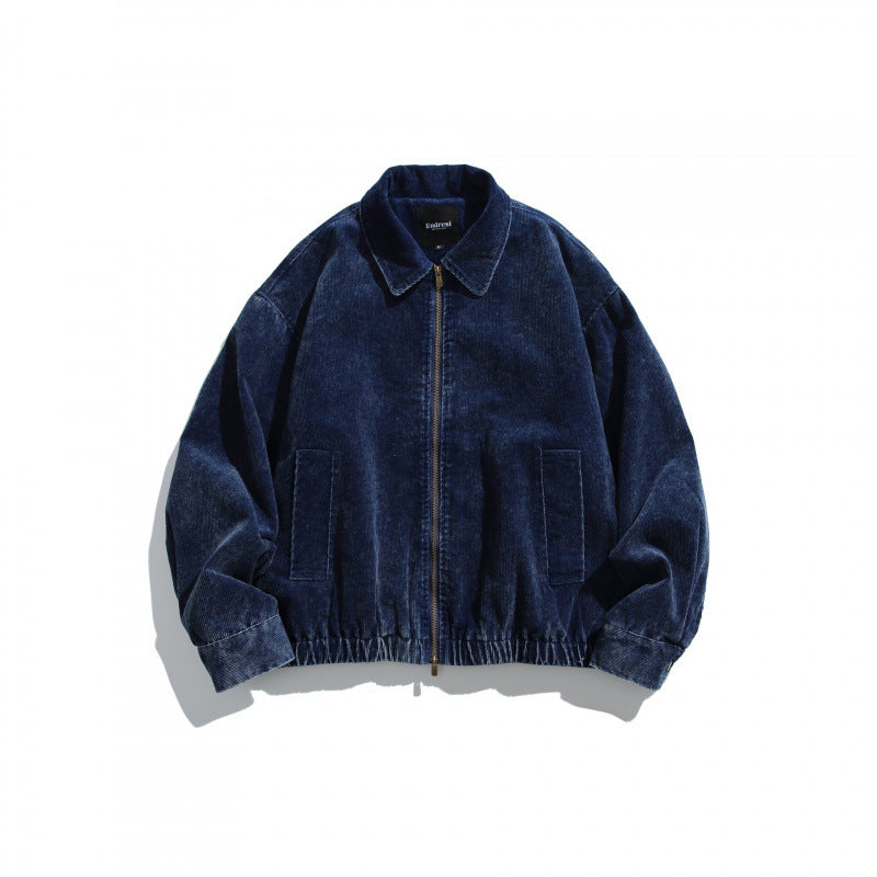 Herren Cord-Blousonjacke im Oversize-Schnitt mit Reißverschluss und elastischem Saum Drune