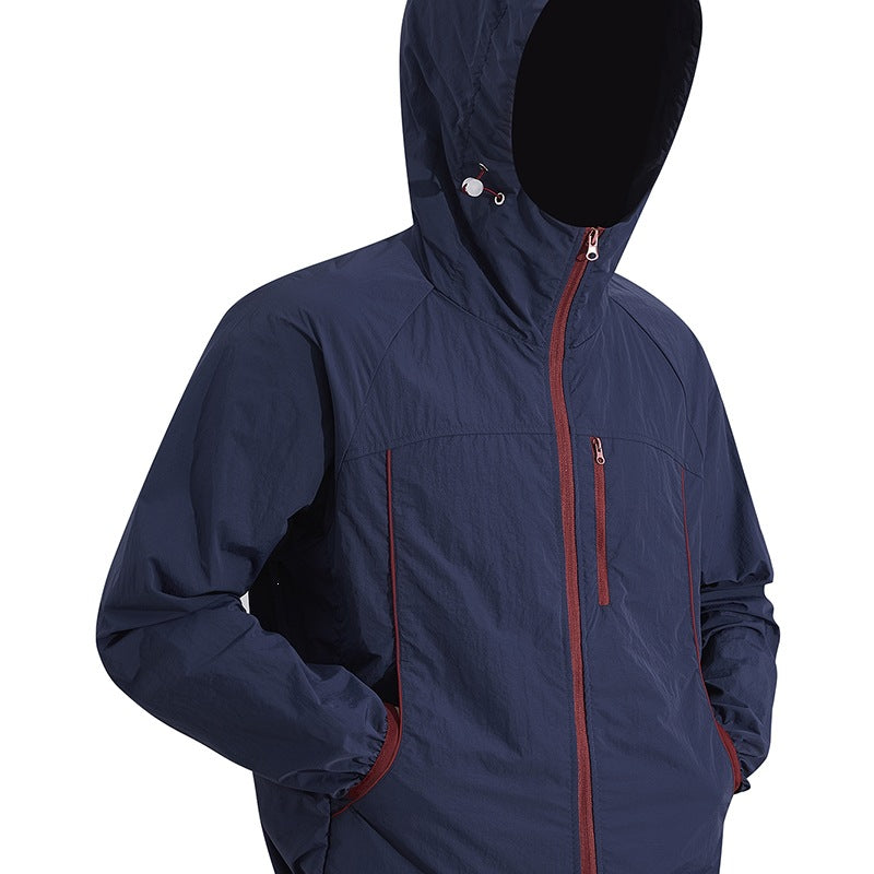 Herren Ultraleichte Kapuzenwindjacke aus Ripstop mit verstellbarem Saum & Brustreißverschluss Drune