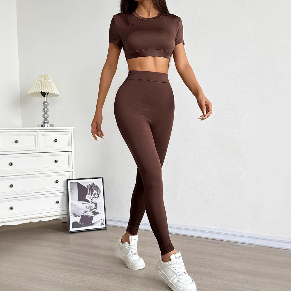 Damen Set aus cropped Oberteil und figurbetonten Leggings Drune
