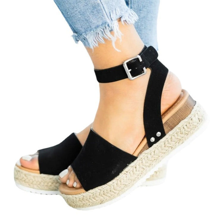 Damen Wedge-Sandalen mit verstellbarem Riemen und komfortablem Fußbett Drune