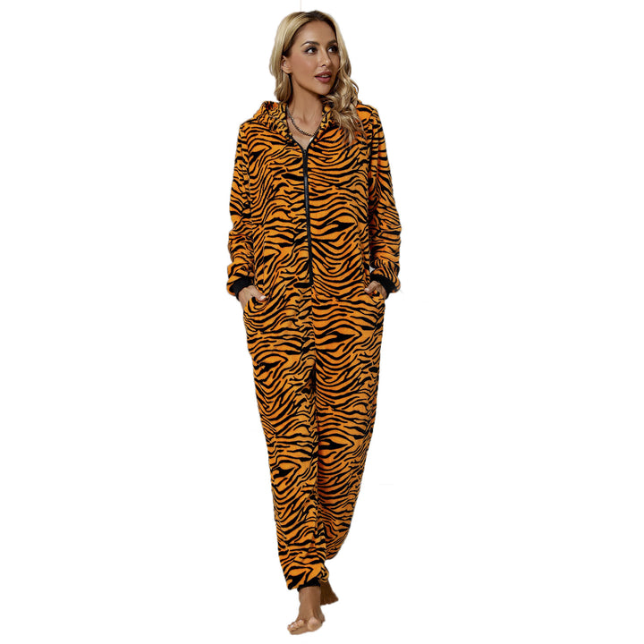 Damen Fleece-Jumpsuit im trendigen Tiermuster Drune