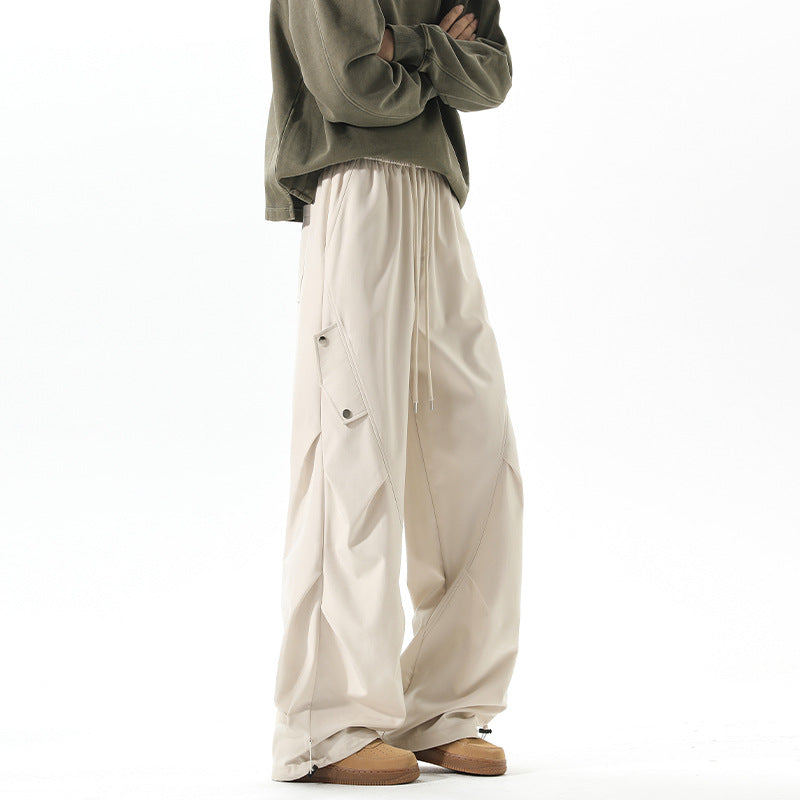 Damen Modische Cargo-Hose mit weitem Schnitt und elastischem Bund Drune