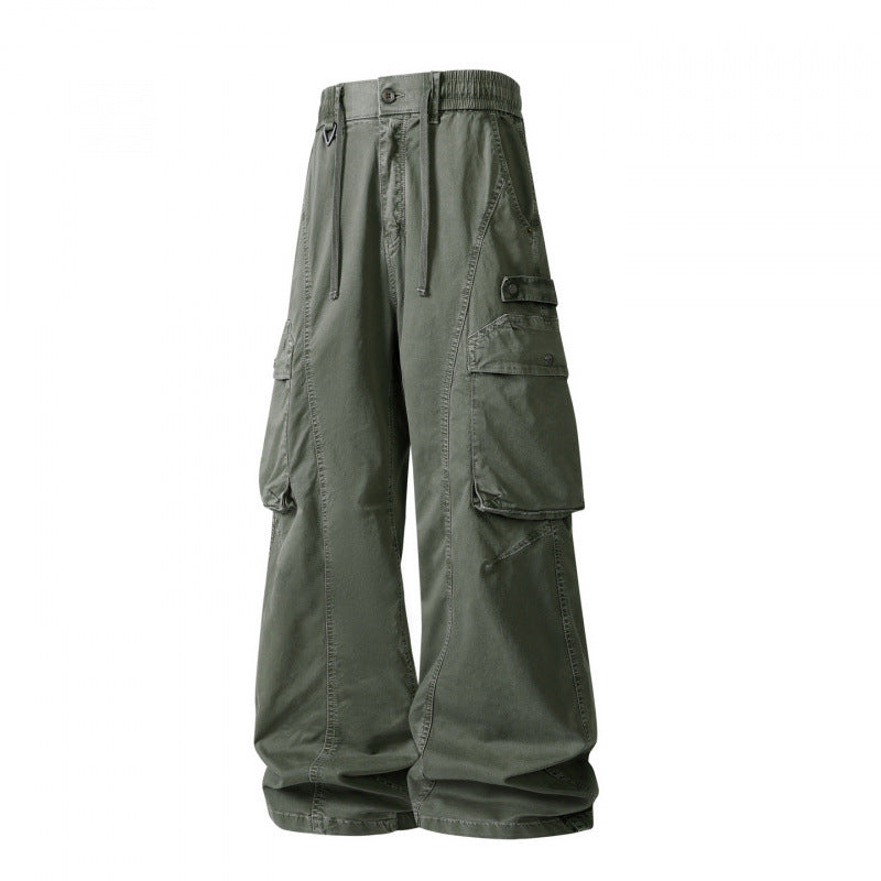 Herren weite Cargo-Hose im Baggy‑Schnitt mit Utility‑Taschen und Kordelbund Drune