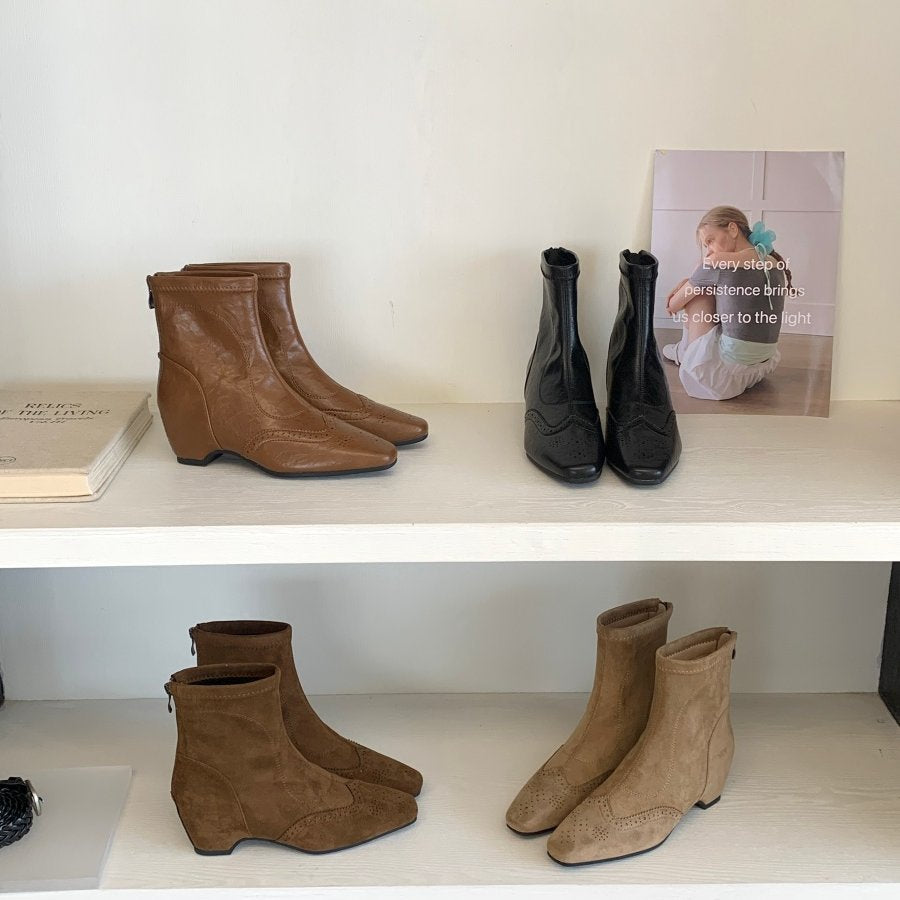 Damen Elegante und bequeme Stiefeletten mit Blockabsatz Drune
