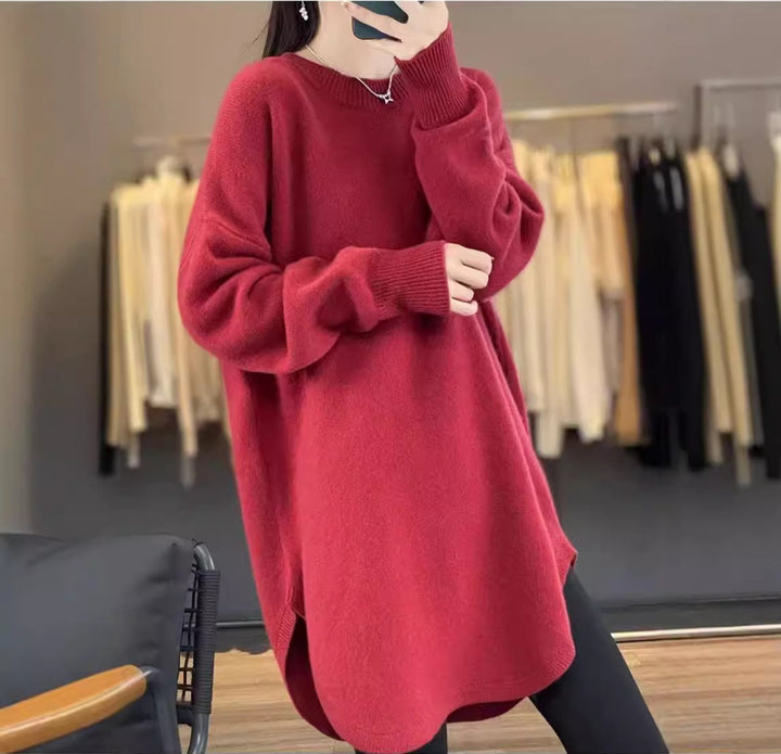 Damen lässiger Pullover mit lockerer Passform aus hochwertiger Wolle Drune