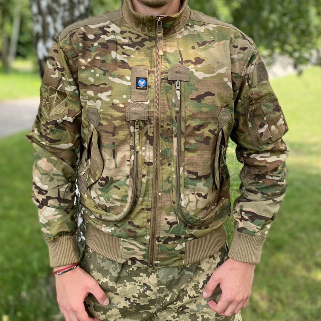 Herren Militärinspirierte Bomberjacke mit Mehrfachtaschen, Ärmel-Organizer und Rippenbündchen Drune