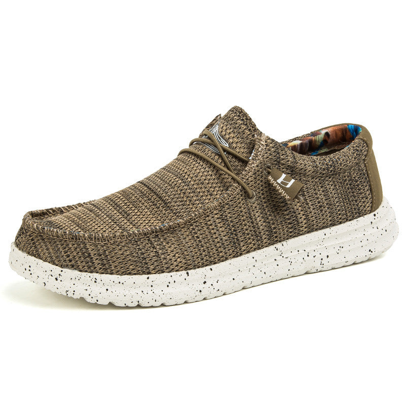 Herren Legerer Canvas-Mokassin-Slipper mit geflochtener Schnürung und gefleckter EVA-Sohle Drune