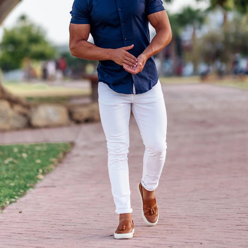 Herren nan Slim-Fit Stretch-Chino mit schmal zulaufendem Bein und dezenten Eingrifftaschen Drune