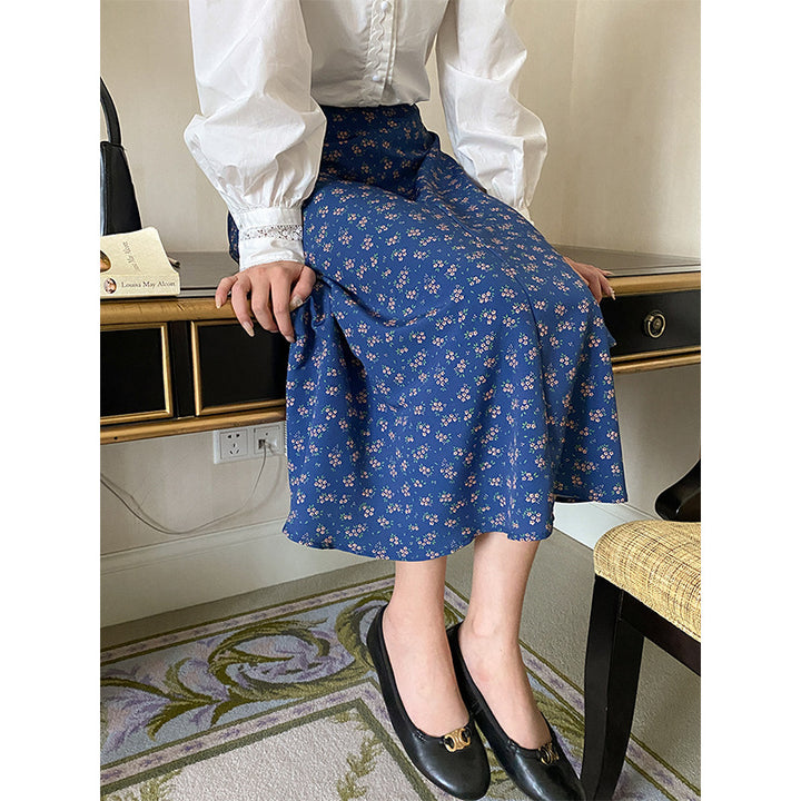 Damen Midi-Rock mit floralem Muster und elastischem Bund Drune