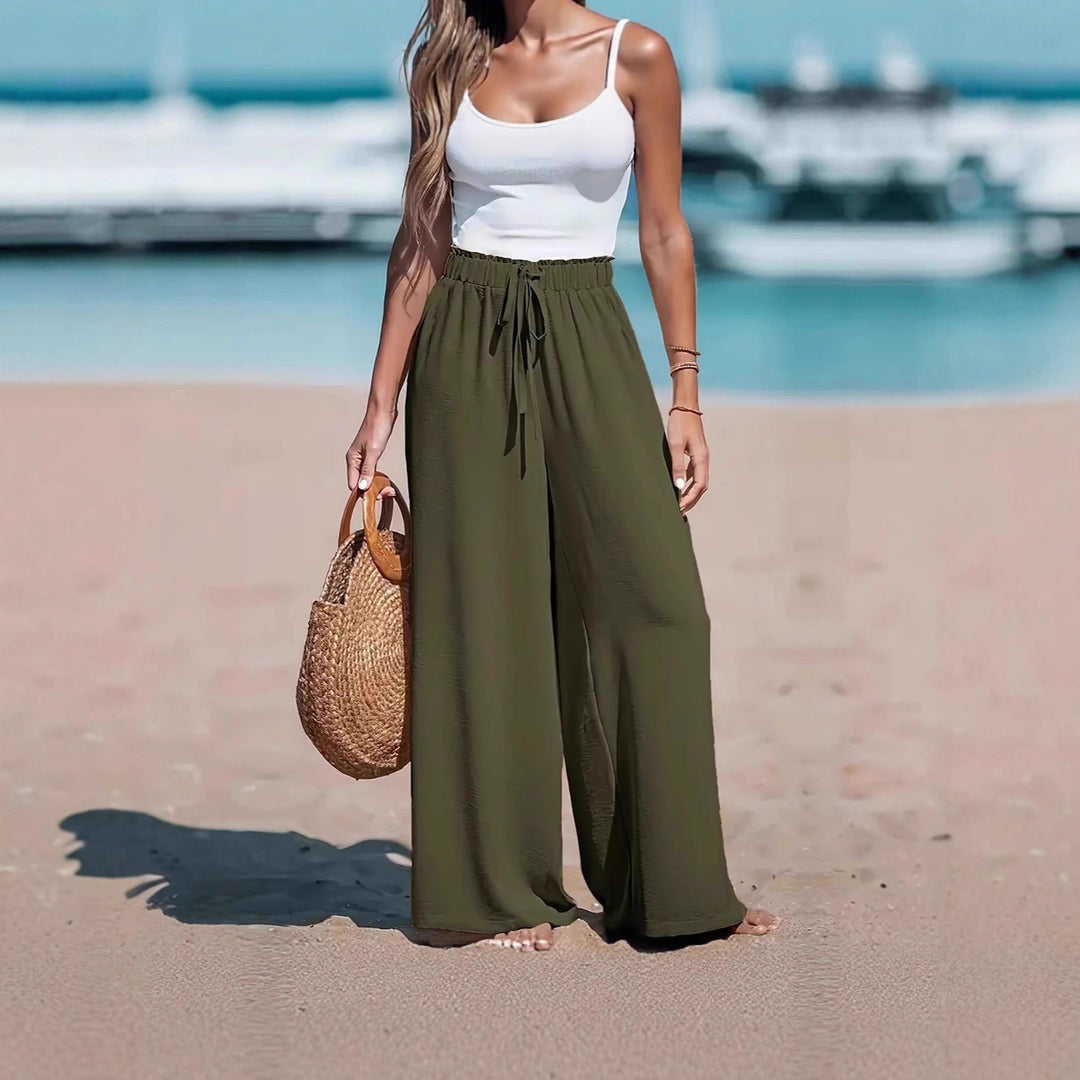 Damen weite Sommerhose mit elastischem Taillenbund Drune