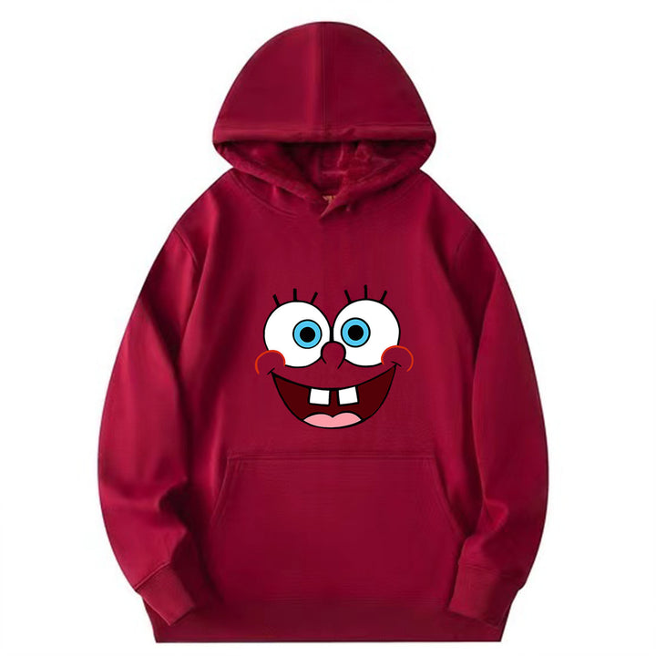 Damen nan Kapuzenpullover mit verspieltem Monstergesicht, Bandagen-Applikation und Kängurutasche Drune