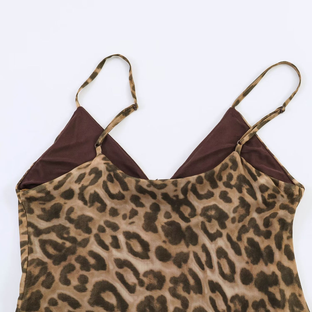 Damen Maxikleid mit elegantem Leo-Print und fließendem Schnitt Drune