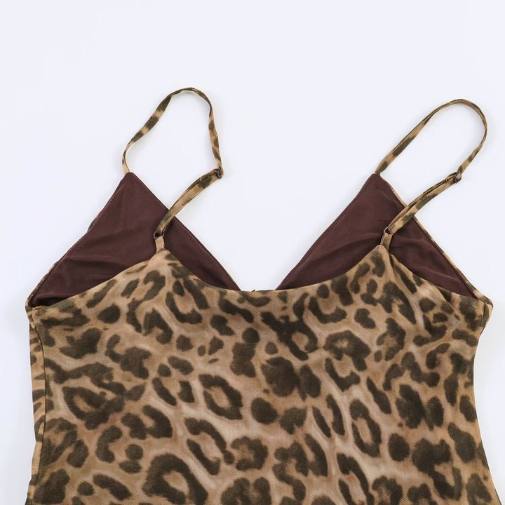 Damen Maxikleid mit elegantem Leo-Print und fließendem Schnitt Drune