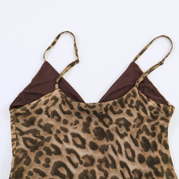Damen Maxikleid mit elegantem Leo-Print und fließendem Schnitt Drune