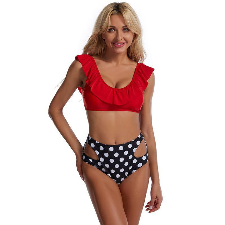 Damen Bikini-Set mit verspieltem Rüschendesign und hohem Hüftschnitt Drune