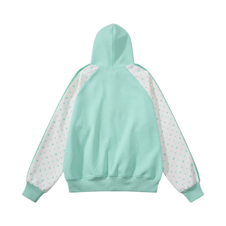 Damen Kapuzen‑Sweatjacke mit durchgehendem Reißverschluss, Raglanärmeln und Polka‑Dot‑Einsätzen Drune