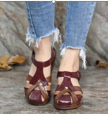 Damen Geflochtene geschlossene Komfort‑Sandalen mit verstellbarem Knöchelriemen Drune