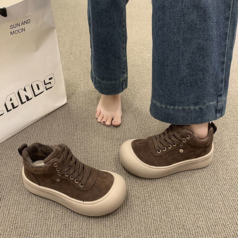 Damen Chunky Sneakers mit weichem Veloursleder und dämpfender Sohle Drune