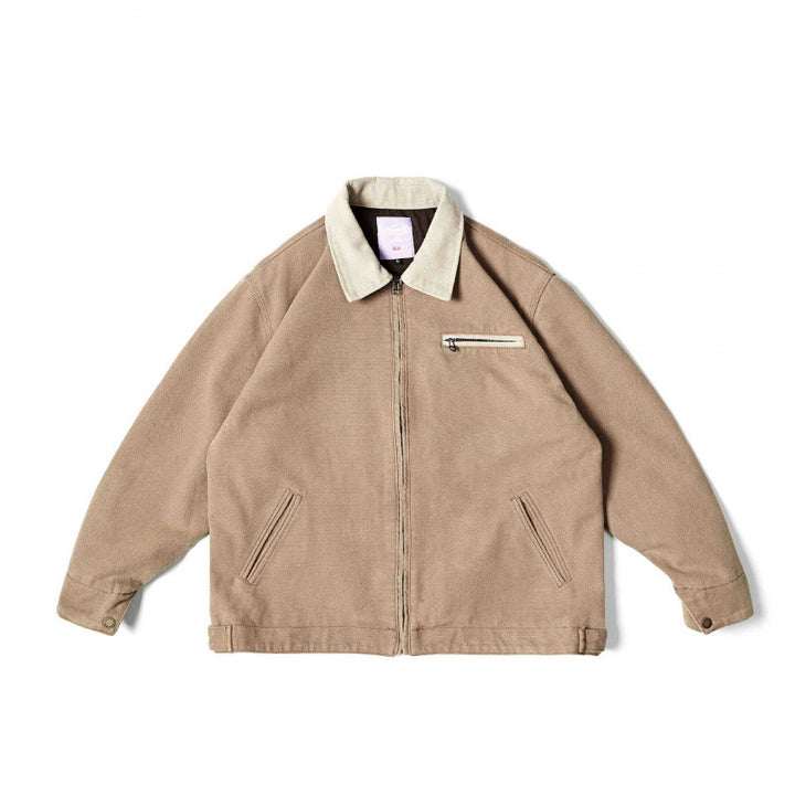 Unisex Weit geschnittene Blousonjacke im Worker‑Look mit Cordkragen und Brustreißverschluss Drune