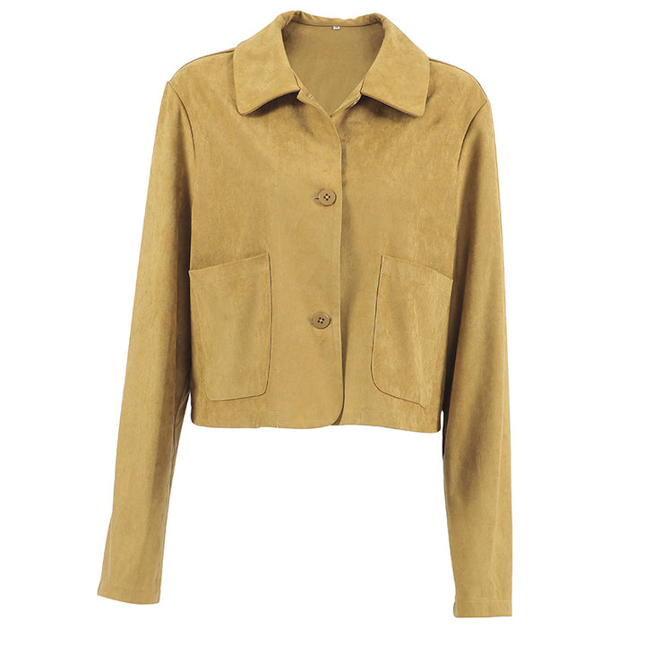 Damen Kurze Jacke mit eleganter Kragenlinie und praktischen Taschen Drune