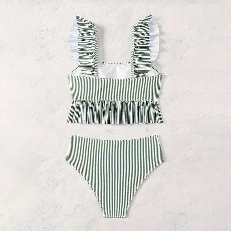 Damen Bikini-Set mit femininem Rüschendesign und hoher Taille Drune