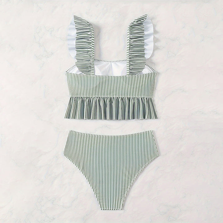 Damen Bikini-Set mit femininem Rüschendesign und hoher Taille Drune
