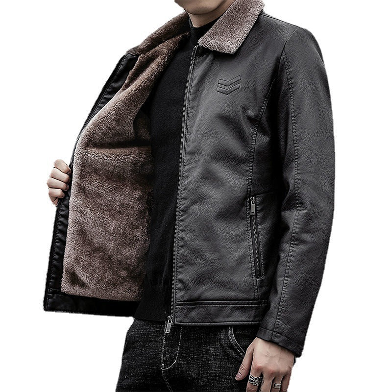 Herren Kunstlederjacke mit weichem Kragen Drune