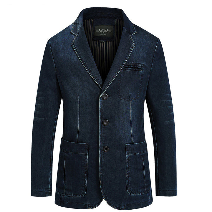 Herren nan Jeansblazer im Tailored-Schnitt mit aufgesetzten Taschen und elastischem Denim Drune