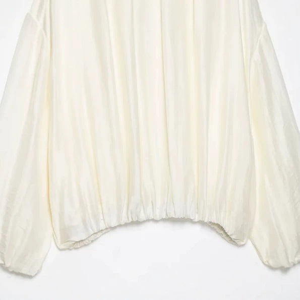 Damen Oversize‑Blousonjacke mit schimmernder Satin‑Optik, Stehkragen und Tunnelzugsaum Drune