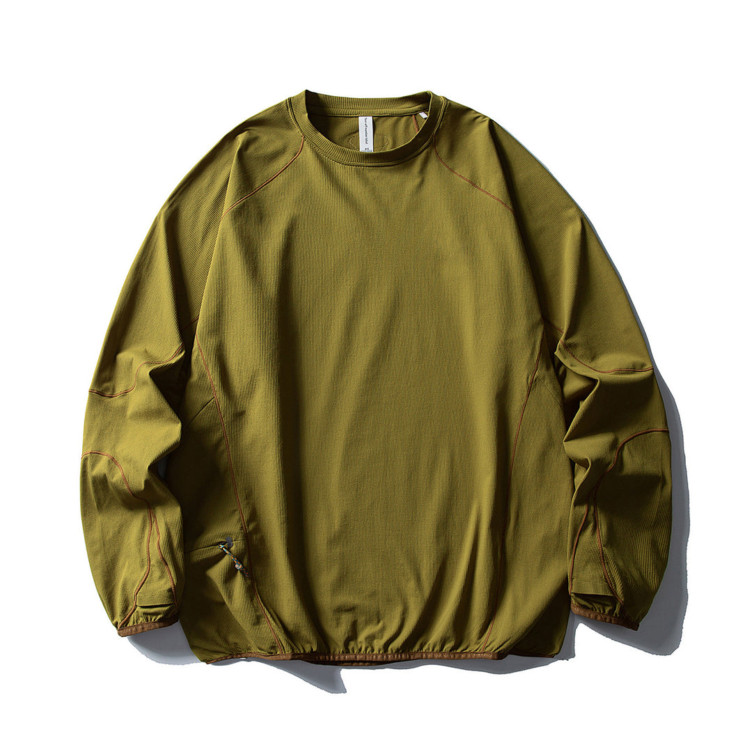Unisex Technischer Oversize Rundhals-Pullover mit Flatlock-Nähten und seitlicher Reißverschlusstasche Drune
