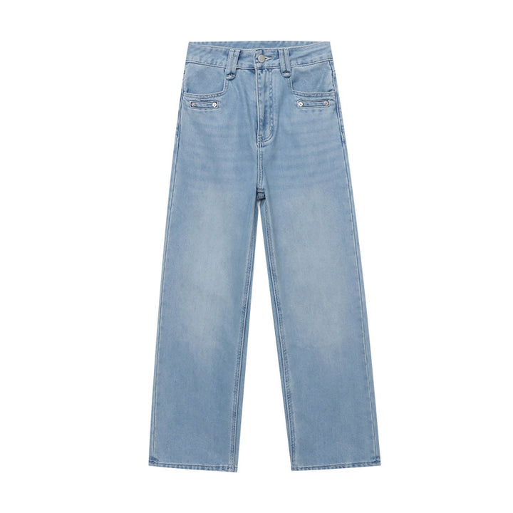 Damen hohe Taille Jeans mit weitem Bein und lässigem Schnitt Drune