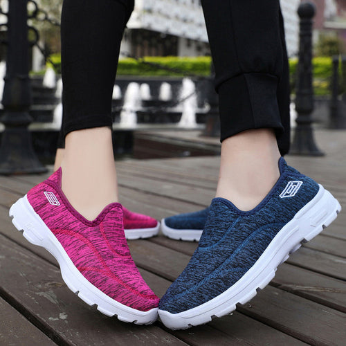 Damen nan leichter Slip-On Strick-Sneaker mit elastischem Einstieg, dämpfender Komfortzwischensohle und rutschfester Profilsohle Drune