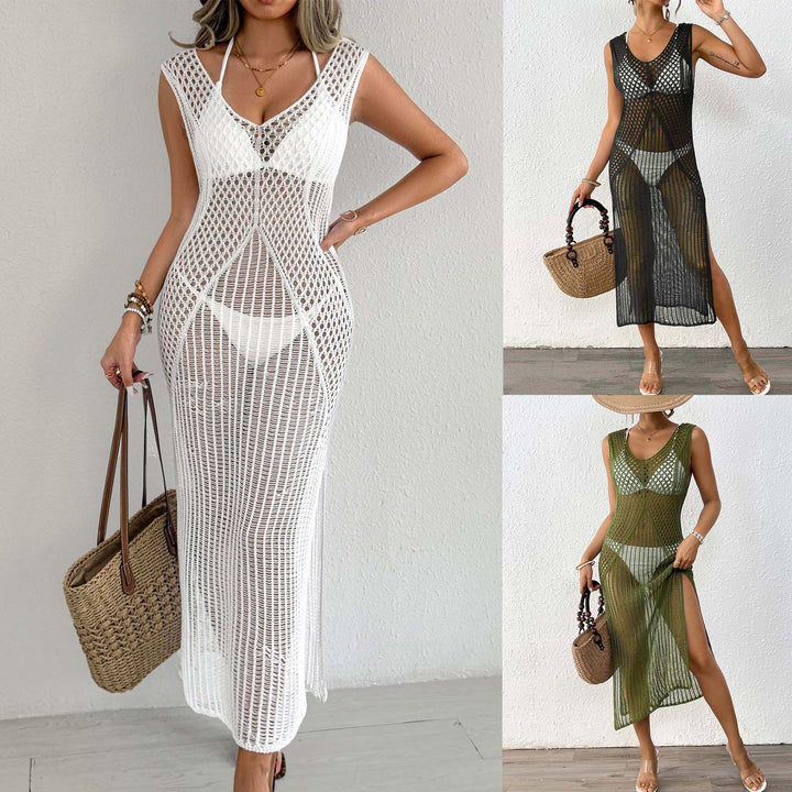 Damen eleganter Häkelsarong mit transparentem Design Drune