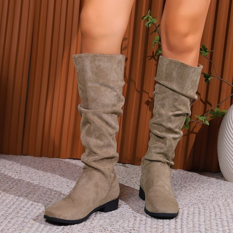 Damen Schlupfstiefel aus weichem Wildlederimitat Drune