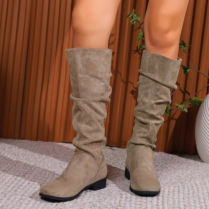 Damen Schlupfstiefel aus weichem Wildlederimitat Drune